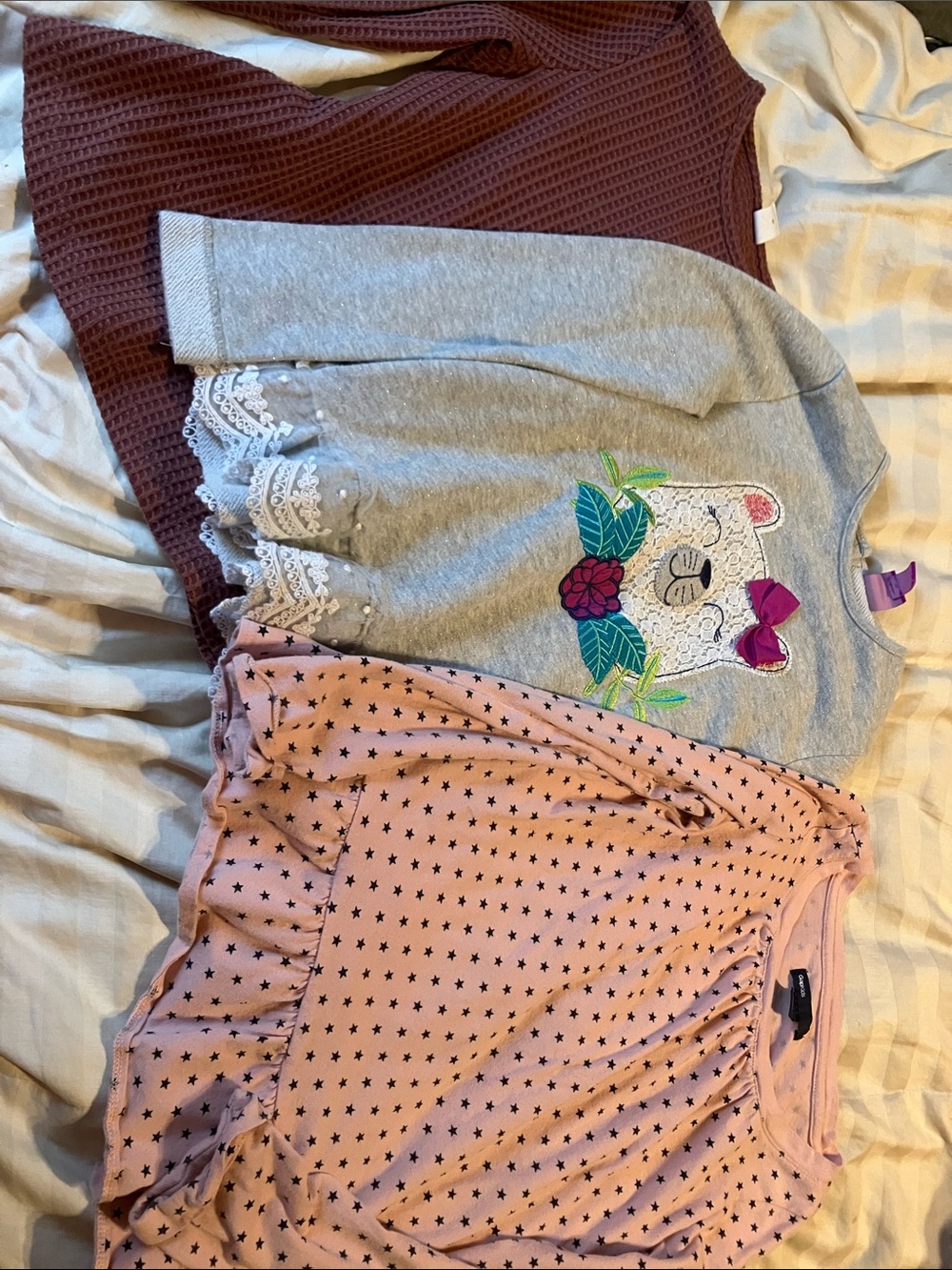 GAP Pink Star-Print Ruffle Hem Top